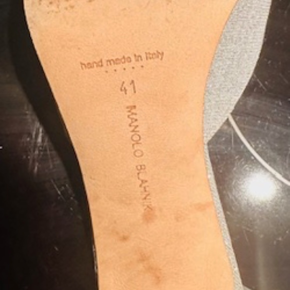 MANOLO BLAHNIK Metallic Silver Crystal Buckle CASSIADO Heel Sandals EU 41 - Picture 8 of 16